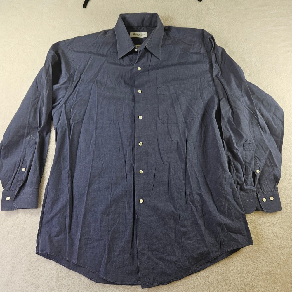 Brooks Brothers Makers Mens Navy Blue 100% Cotton Button Down Shirt 16.5-32/33